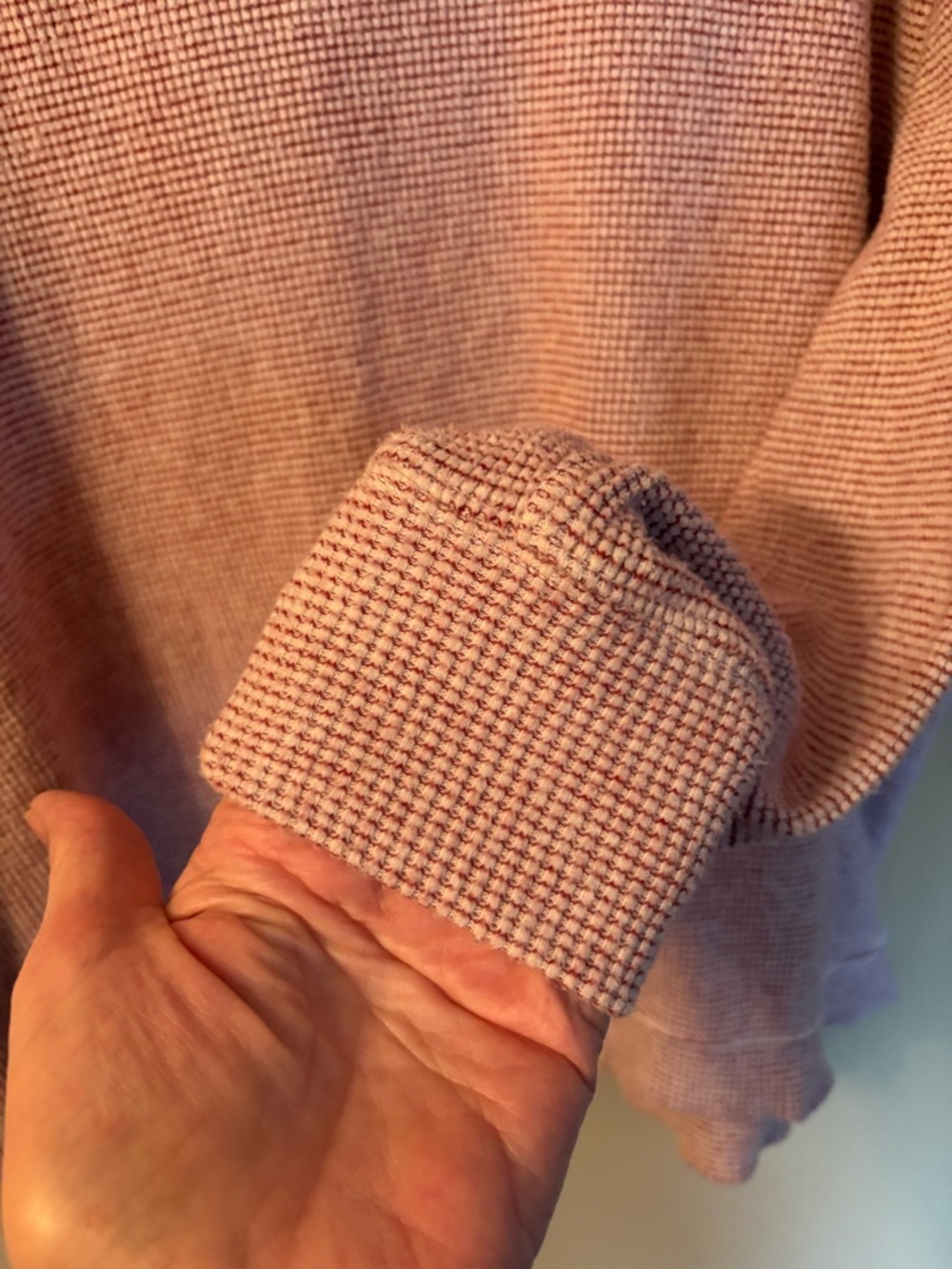 Aerie "Forever Real" Pink Waffle Knit Oversized Crewneck Sweater - Picture 7 of 15